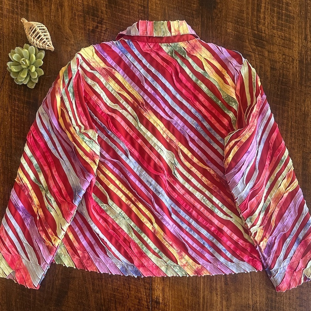 Keren Hart | Vintage Colorful Artsy Cotton Rainbow Jacket, Size L - Picture 3 of 10